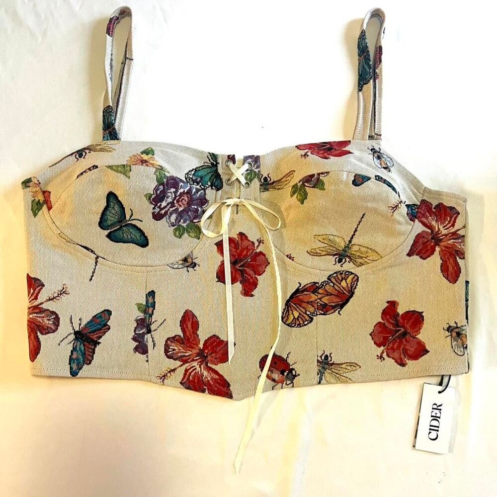 Cider Butterfly Tapestry Corset Bustier Top 4XL Plus Size Fairycore Romantic NWT